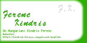 ferenc kindris business card